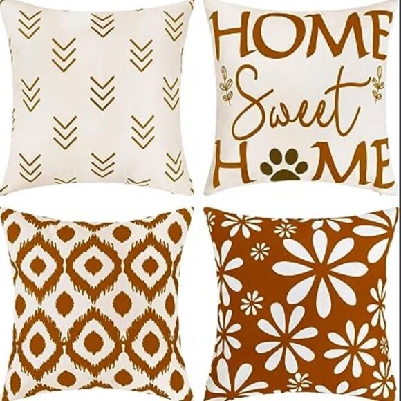 Set Of 4 Pillow Covers 20x20, Decorative Throw Pillows Covers Square - Picture 1 of 1